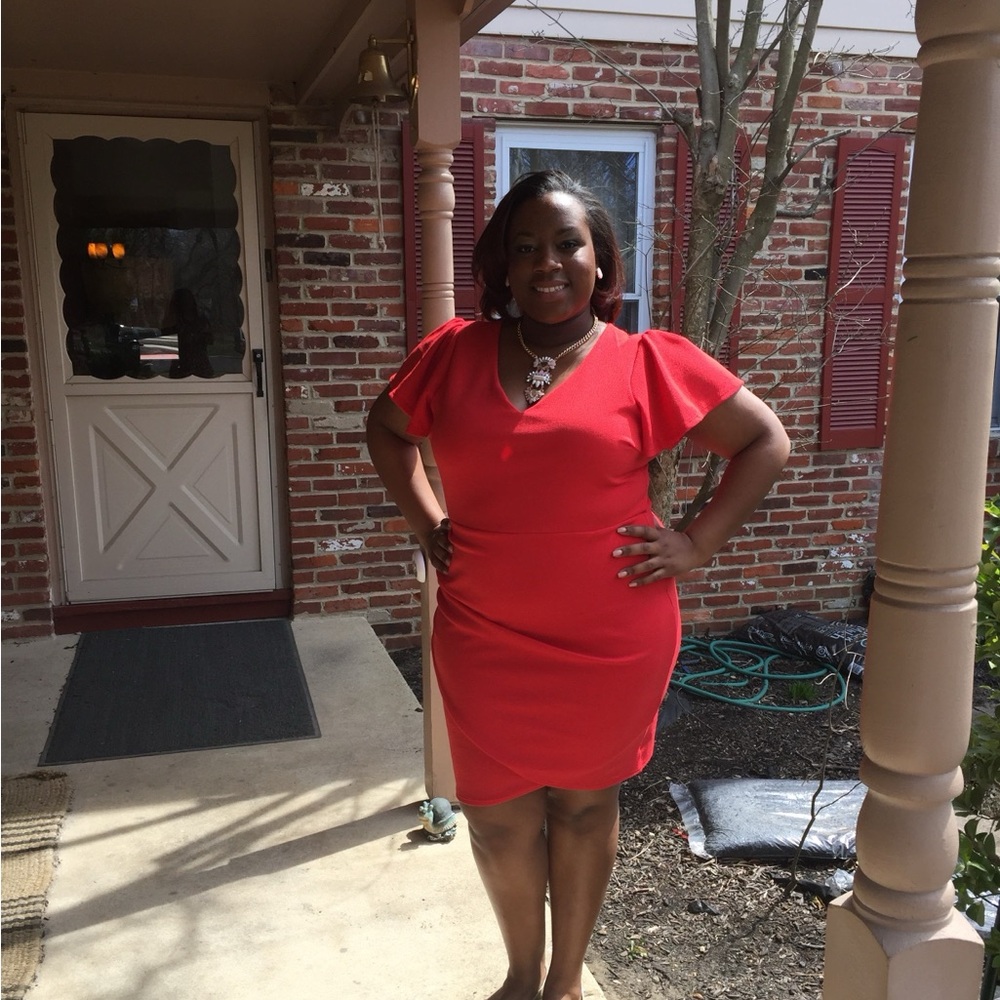 Coral pink rouged dress🌺